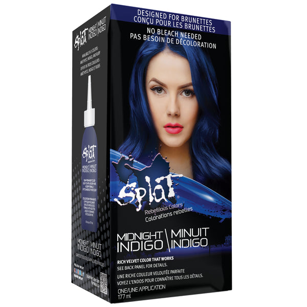 Splat Midnight Kit de coloration semi-permanente à domicile Teinture capillaire pour brunes - Indigo